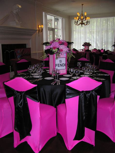 pink black and silver party decorations